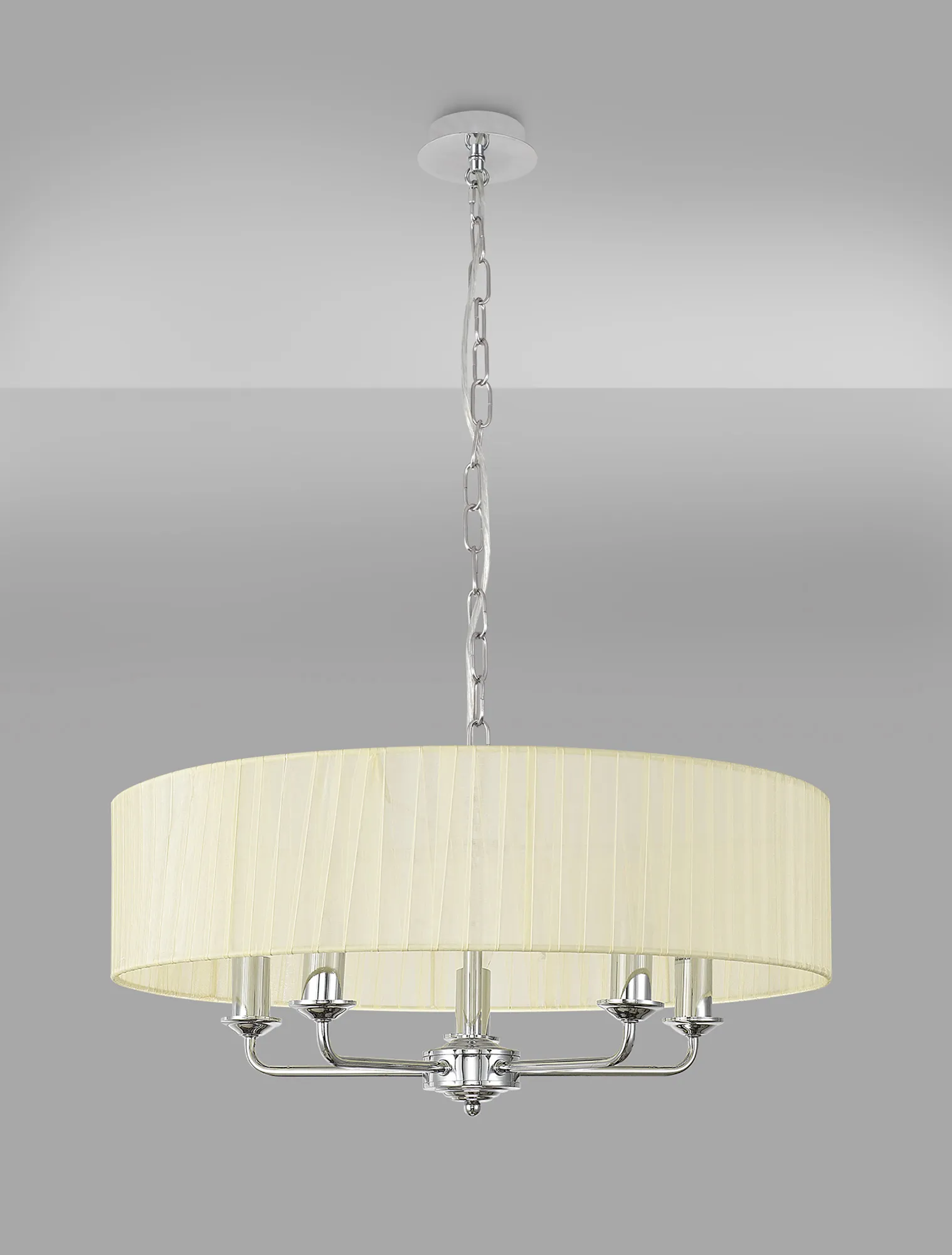 Banyan 45cm 3 Light Pendant Polished Chrome; Cream DK0858  Deco Banyan CH CR